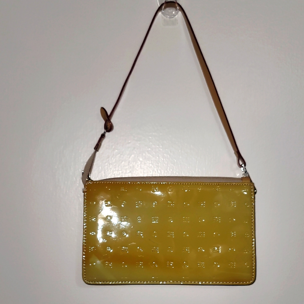 Arcadia Patent Leather Shoulder Bag Clutch Yellow